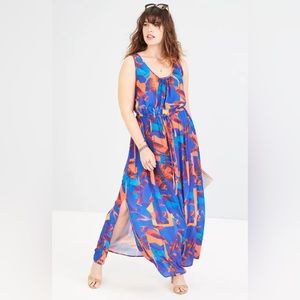 City Chic Palm Maxi Dress M(18)